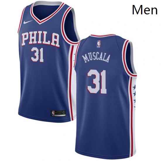 Mens Nike Philadelphia 76ers 31 Mike Muscala Swingman Blue NBA Jersey Icon Edition